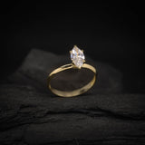 Anillo de compromiso con diamante natural de 1.0ct corte marquise con certificación GIA elaborado en oro amarillo de 14k