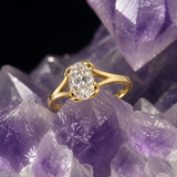 Anillo de compromiso con diamante de laboratorio de 1.0ct corte oval con certificado IGI elaborado en oro amarillo 14k