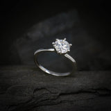 Anillo de compromiso con moissanita de 1.0ct corte brillante con certificado GRA elaborado en oro blanco de 14k