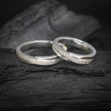 Argollas de matrimonio de 4mm con incrustación de .15ct de diamantes naturales elaboradas en plata .925