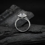 Anillo de compromiso con diamante de laboratorio central de 2.0ct corte brillante con certificado IGI y 37 cristales laterales elaborado en oro blanco de 14k