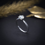 Anillo de compromiso con diamante de laboratorio central de 1.0ct corte brillante con certificado IGI elaborado en oro blanco de 14k