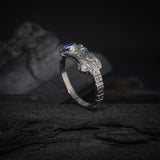 Anillo de compromiso con zafiro natural AAA corte brillante elaborado en oro blanco de 14k