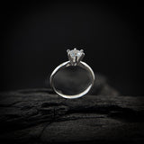 Anillo de compromiso con diamante natural central de 1.0ct corte brillante con certificación GIA elaborado en oro blanco de 14k