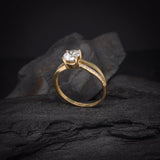 Anillo de compromiso con diamante de laboratorio central de 1.0ct corte brillante con certificado IGI y 20 diamantes naturales laterales elaborado en oro amarillo de 14k