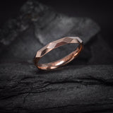 Argolla de matrimonio confort sólida de 3mm elaborada en oro rosa de 14k