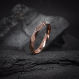 Argolla de matrimonio confort sólida de 3mm elaborada en oro rosa de 14k