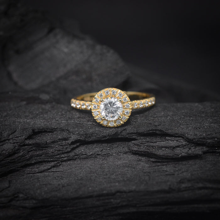 Anillo De Compromiso De Moissanita Ovalado 1.5 Quilates Con Halo - Plata S925 Oro Blanco 14k