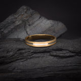 Par de argollas de matrimonio de 3mm macizas con incrustación de diamante natural de .01ct elaboradas en oro de 18k