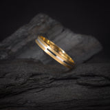 Par de argollas de matrimonio de 3mm macizas con incrustación de diamante natural de .01ct elaboradas en oro de 18k