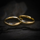 Par de argollas de matrimonio confort light de 3mm elaboradas en oro amarillo de 14k