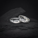 Argollas de matrimonio de 5mm con incrustación de cristales elaboradas en plata .950