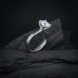 Anillo de compromiso con diamante de laboratorio de 1.5ct corte brillante con certificado IGI elaborado en oro blanco de 14k