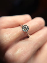 Anillo de compromiso con diamante de laboratorio de 1.0ct corte brillante con certificado IGI elaborado en oro blanco 14k