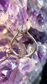 Anillo de compromiso con diamante de laboratorio de 1.0ct corte brillante con certificado IGI elaborado en oro blanco 14k
