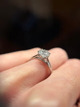 Anillo de compromiso con diamante de laboratorio de 1.0ct corte brillante con certificado IGI elaborado en oro blanco 14k
