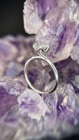 Anillo de compromiso con diamante de laboratorio de 1.0ct corte brillante con certificado IGI elaborado en oro blanco 14k