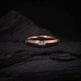 Argolla de matrimonio confort sólida de 3mm con incrustación de diamantes naturales elaborada en oro rosa de 18k