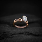 Anillo de compromiso con diamante de laboratorio de 1.0ct corte oval con certificado IGI elaborado en oro rosa de 14k