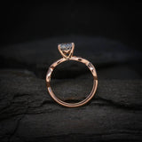 Anillo de compromiso con diamante de laboratorio de 1.0ct corte oval con certificado IGI elaborado en oro rosa de 14k