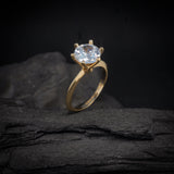 Anillo de compromiso con moissanita de 1.0ct corte brillante con certificado GRA realizado en oro amarillo 14k