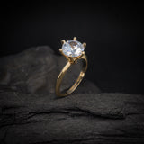Anillo de compromiso con moissanita de 1.0ct corte brillante con certificado GRA realizado en oro amarillo 14k