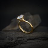 Anillo de compromiso con diamante natural central de 1.0ct corte brillante con certificación GIA elaborado en oro amarillo de 14k