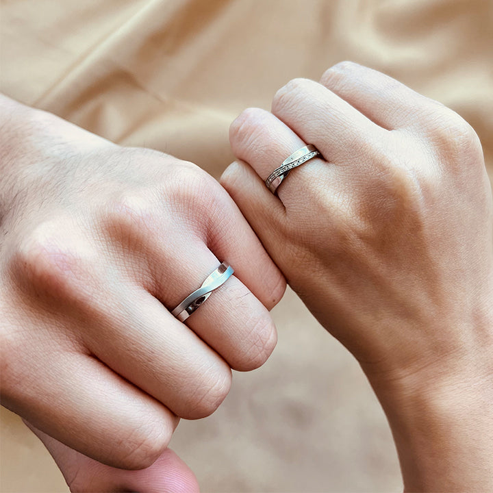 Par de argollas de matrimonio macizas de 4mm con incrustación de