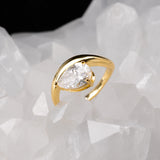 Anillo de compromiso con diamante de laboratorio central de 2.0ct corte gota con certificado IGI elaborado en oro amarillo 14k
