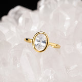 Anillo de compromiso con diamante de laboratorio central de 2.0ct corte oval con certificado IGI elaborado en oro amarillo 14k