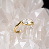 Anillo de compromiso con diamante natural de 1.0ct corte marquise con certificación GIA elaborado en oro amarillo de 14k