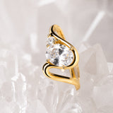 Anillo de compromiso con diamante natural de 1.0ct corte oval con certificación GIA y 1 diamante natural lateral elaborado en oro amarillo de 14k