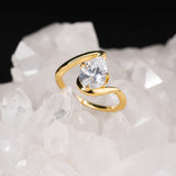 Anillo de compromiso con diamante de laboratorio central de 2.0ct corte gota con certificado IGI elaborado en oro amarillo 14k