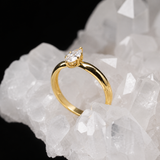 Anillo de compromiso con diamante de laboratorio de .50ct corte marquise con certificado IGI elaborado en oro amarillo de 14k