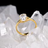 Anillo de compromiso con diamante de laboratorio central de 1.0ct corte oval con certificado IGI elaborado en oro amarillo 14k