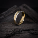 Argolla de matrimonio confort sólida de 5mm elaborada en oro amarillo y blanco de 18k