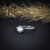 Anillo de compromiso con diamante natural central de 1.0ct corte brillante con certificación GIA elaborado en oro blanco de 14k
