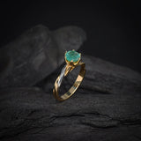 Anillo de compromiso con esmeralda natural de 1.0ct corte brillante elaborado en oro amarillo y blanco de 14k