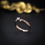 Anillo de compromiso con diamante natural de .20ct elaborado en oro rosa de 14 kilates