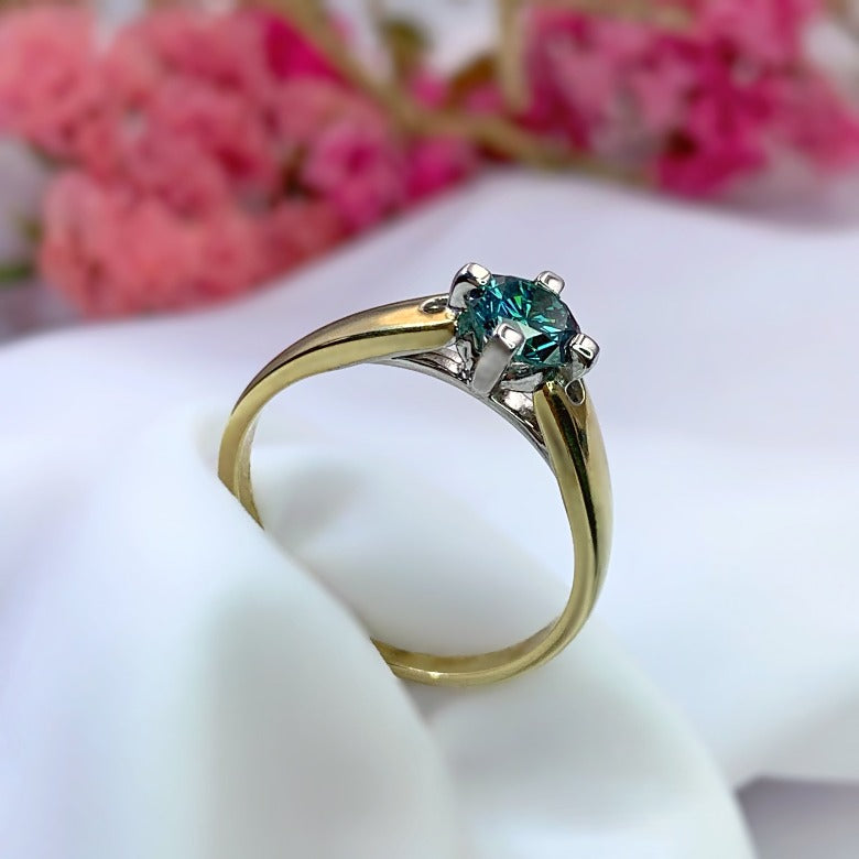 Oro Rosa Anillo Compromiso Diamante Azul Anillo Con Diamante Azul