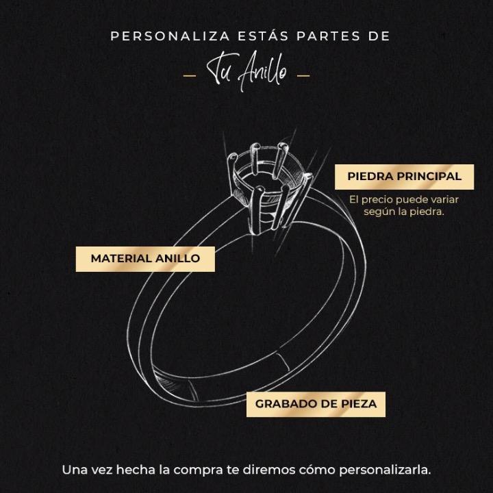 Anillo de compromiso con esmeralda natural y 12 diamantes naturales elaborado en oro blanco de 14 kilates