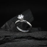 Anillo de compromiso con moissanita de 1.0ct con certificado GRA realizado en oro blanco 14 kilates