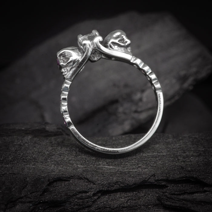 Calavera Oro Blanco Anillo De Calavera Con Diamantes Santa Muerte - Main Image