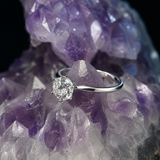 Anillo de compromiso con moissanita de 1.5ct corte brillante con certificado GRA elaborado en oro blanco de 14k