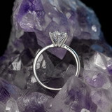 Anillo de compromiso con moissanita de 1.5ct corte brillante con certificado GRA elaborado en oro blanco de 14k