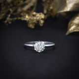 Anillo de compromiso con moissanita de 1.5ct con certificado GRA realizado en oro blanco 14 kilates