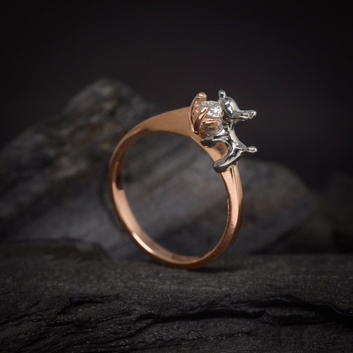 Anillo de compromiso con diamante natural de .20ct elaborado en oro de 14 kilates