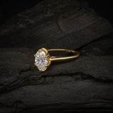 Anillo de compromiso con diamante de laboratorio de 1.5ct corte oval con certificado IGI elaborado en oro amarillo de 14k