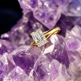 Anillo de compromiso con diamante natural central de 1.5ct corte radiante con certificación GIA elaborado en oro amarillo 14k