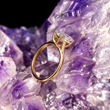 Anillo de compromiso con diamante natural central de 1.5ct corte radiante con certificación GIA elaborado en oro amarillo 14k